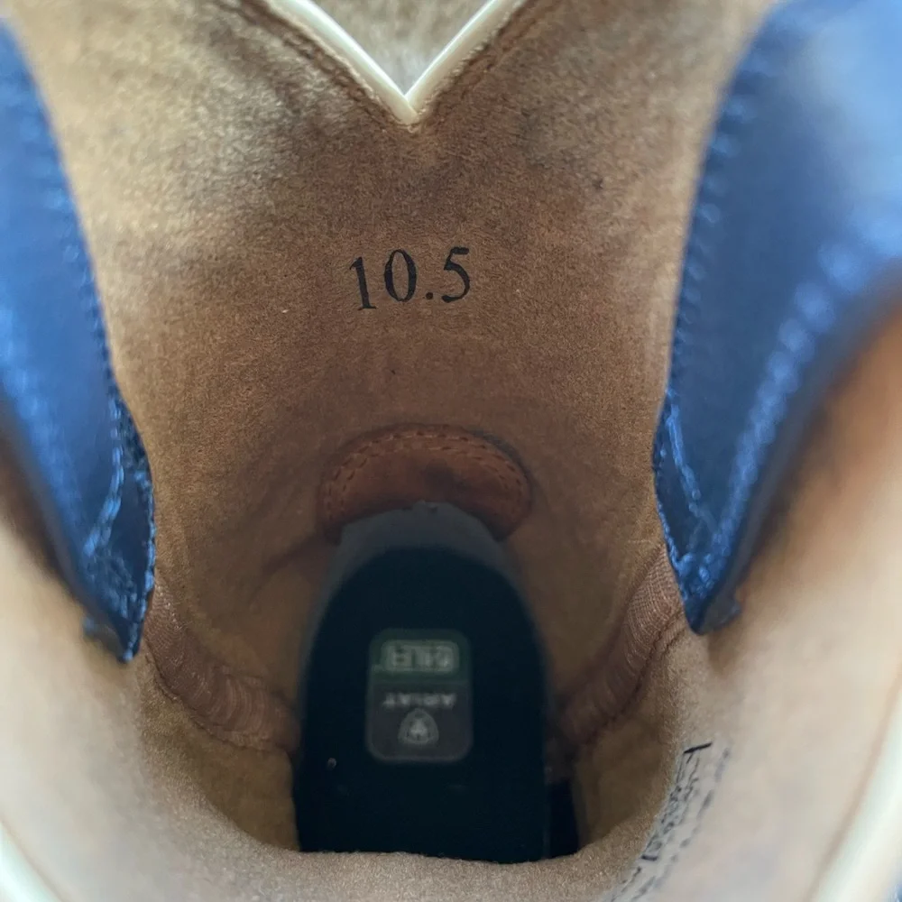 Ariat Brown Leather Cowboy Boots with Blue Stitching